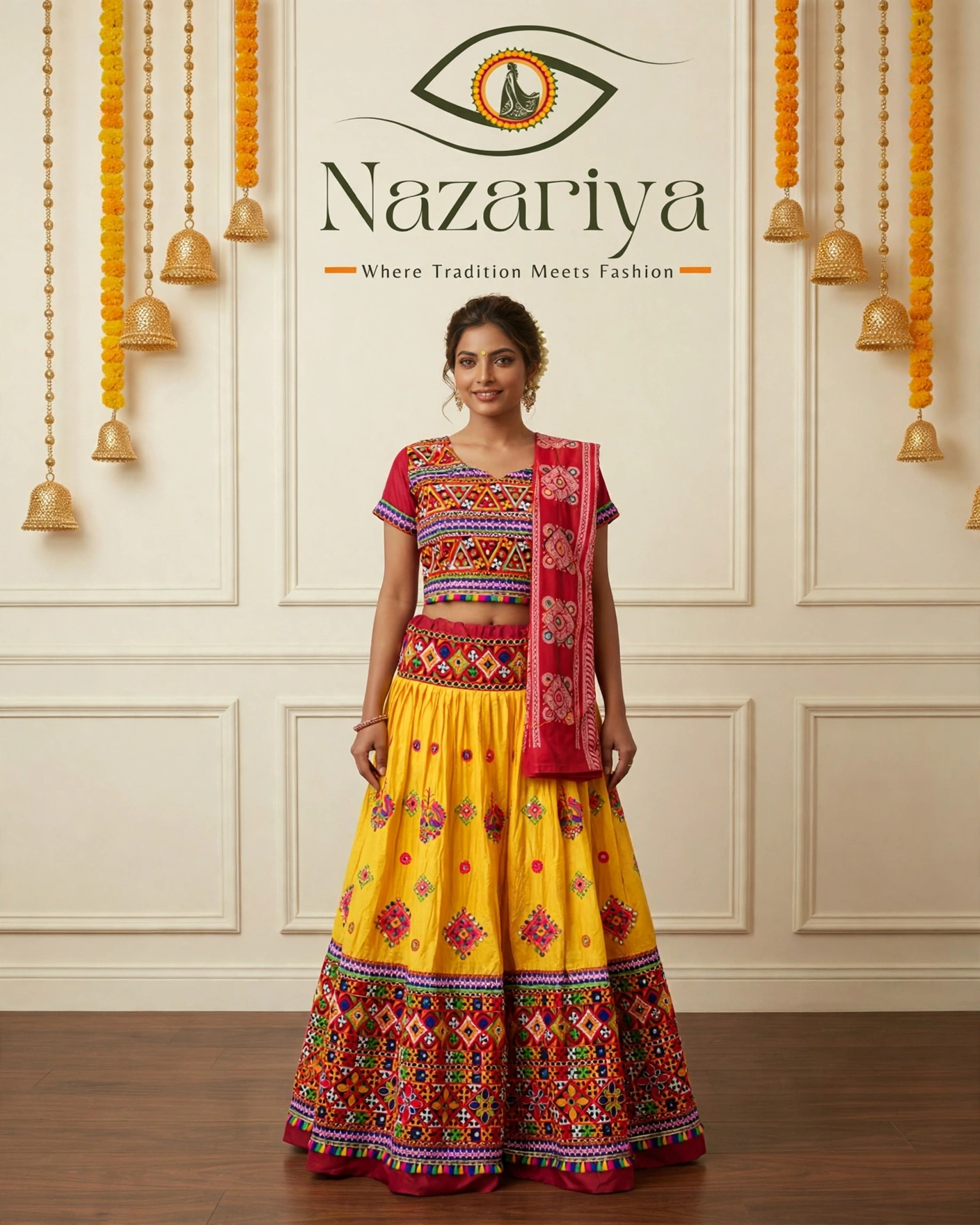 Yellow Mirror-Work Chaniya Choli — Indian ethnic wear Brampton