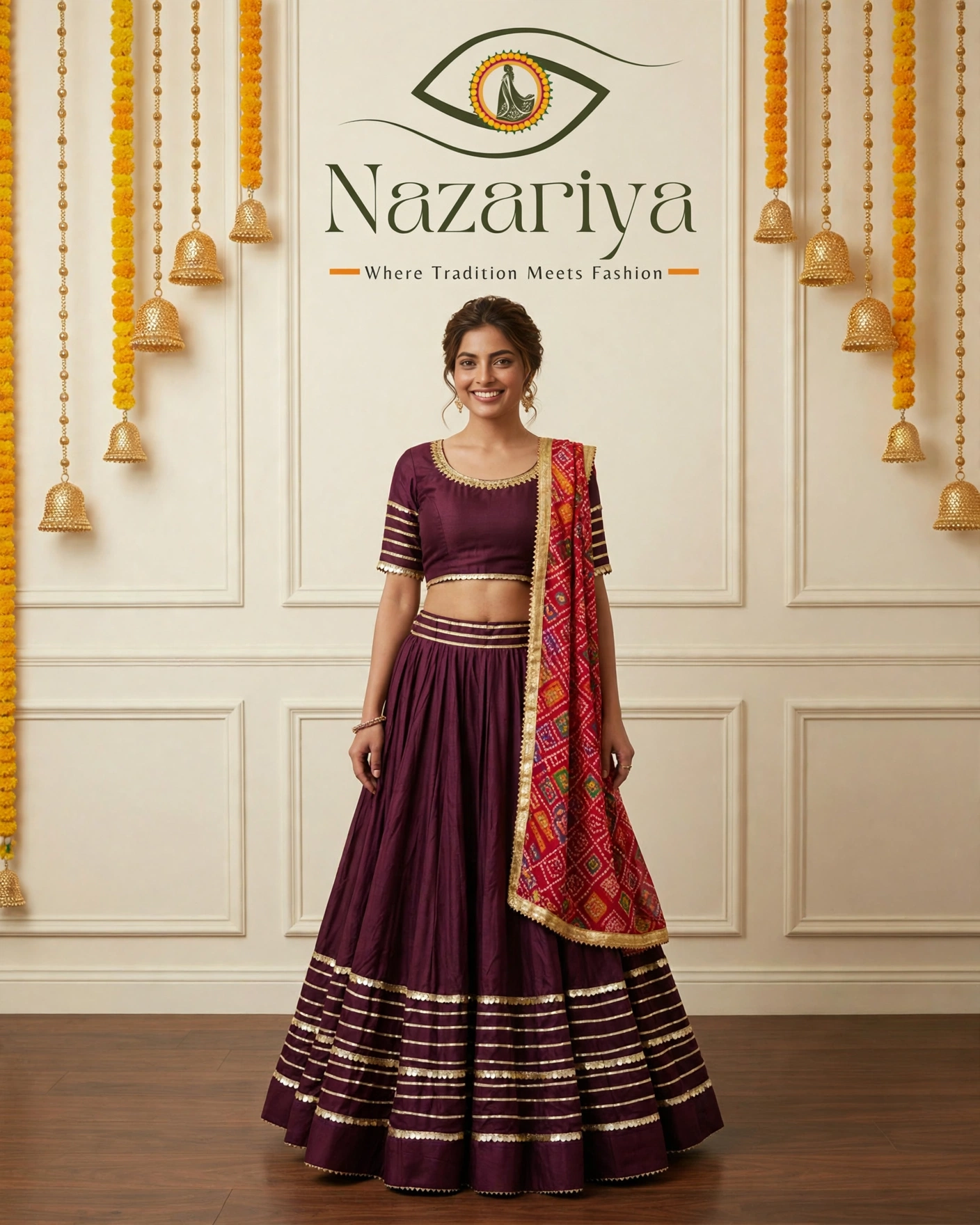 Maroon Gota Chaniya Choli — Indian ethnic wear Brampton