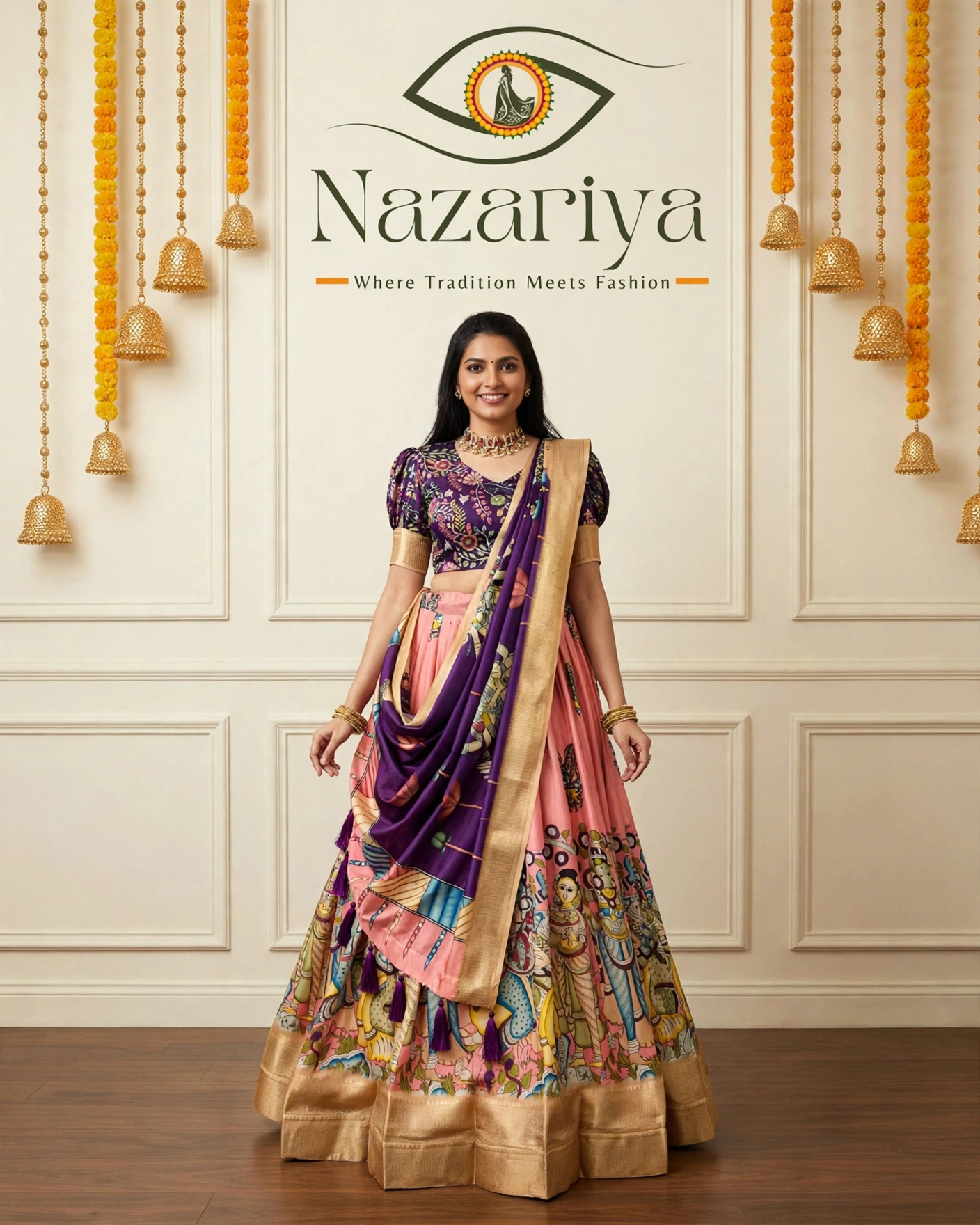 Blush Pink Kalamkari Lehenga — Indian ethnic wear Brampton