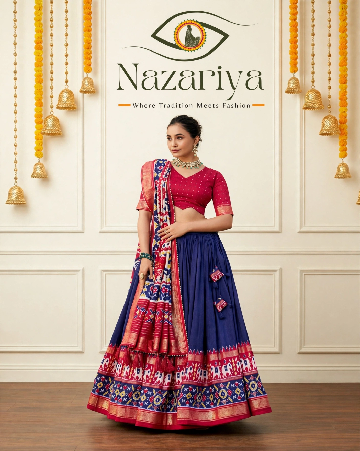 Navy & Red Patola Lehenga — Indian ethnic wear Brampton