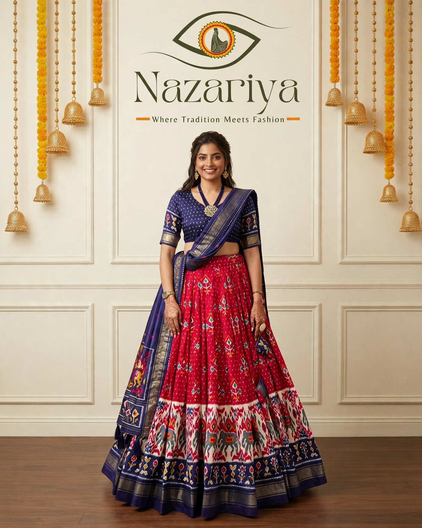 Red & Navy Patola Lehenga — Indian ethnic wear Brampton