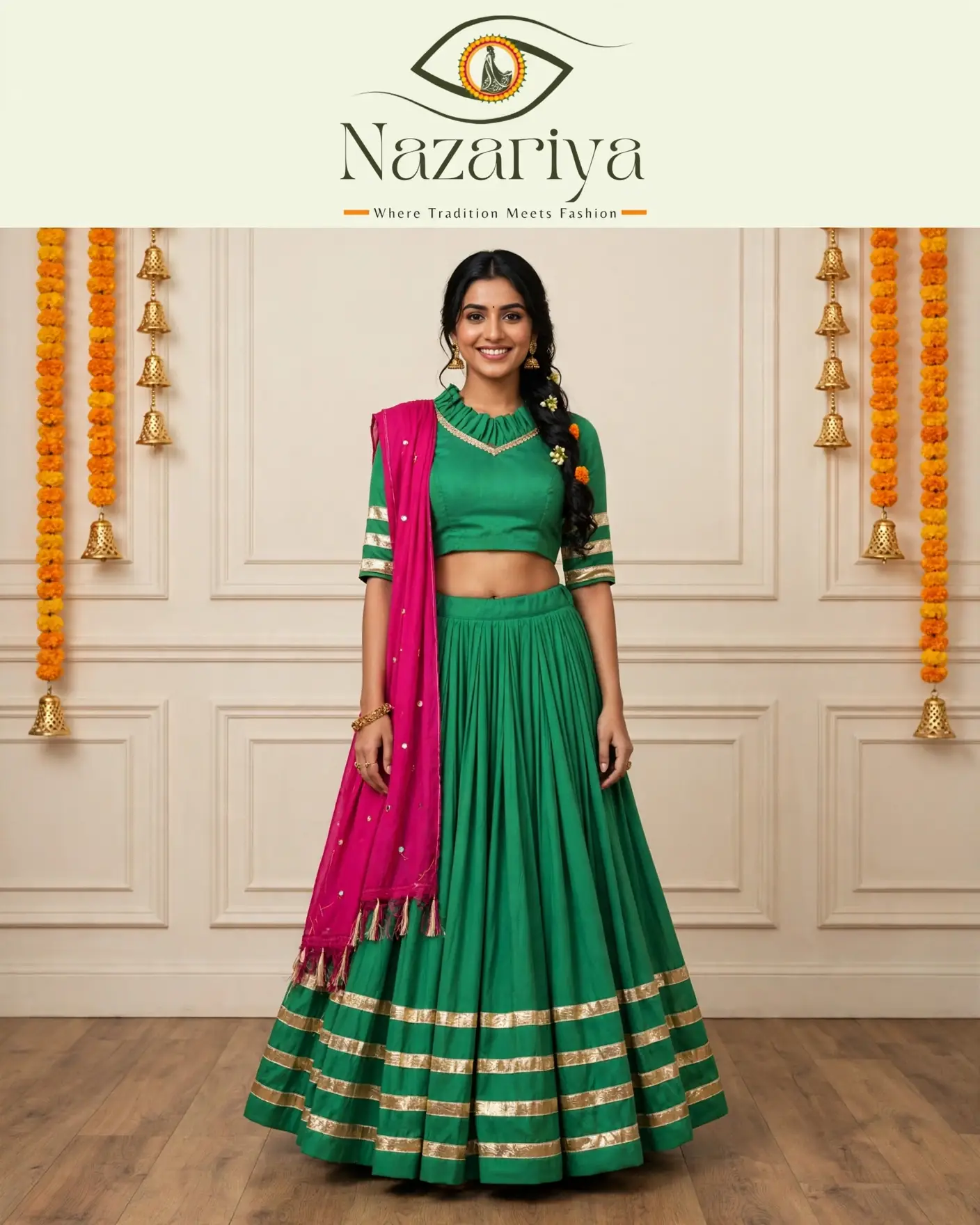 Green Gota Patti Chaniya Choli — Indian ethnic wear Brampton