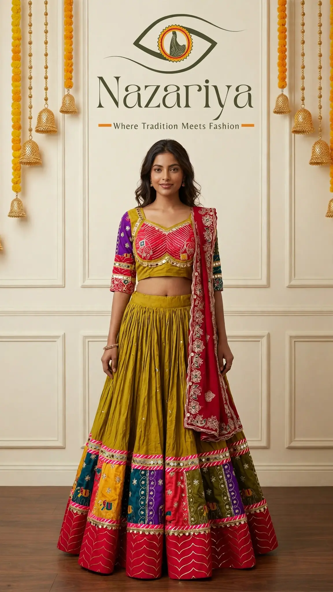 Mustard Patchwork Chaniya Choli — Indian ethnic wear Brampton
