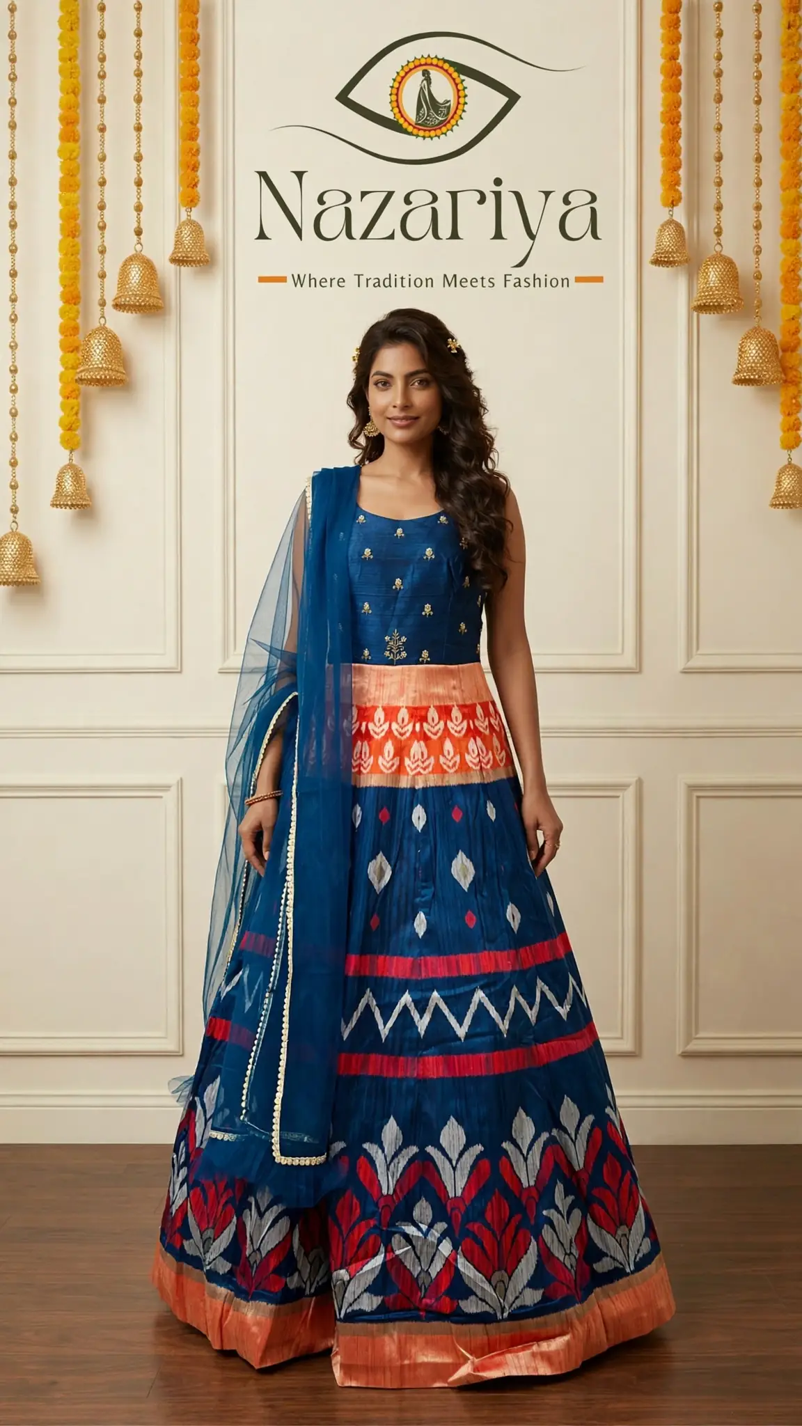 Navy Ikat Patola Lehenga — Indian ethnic wear Brampton