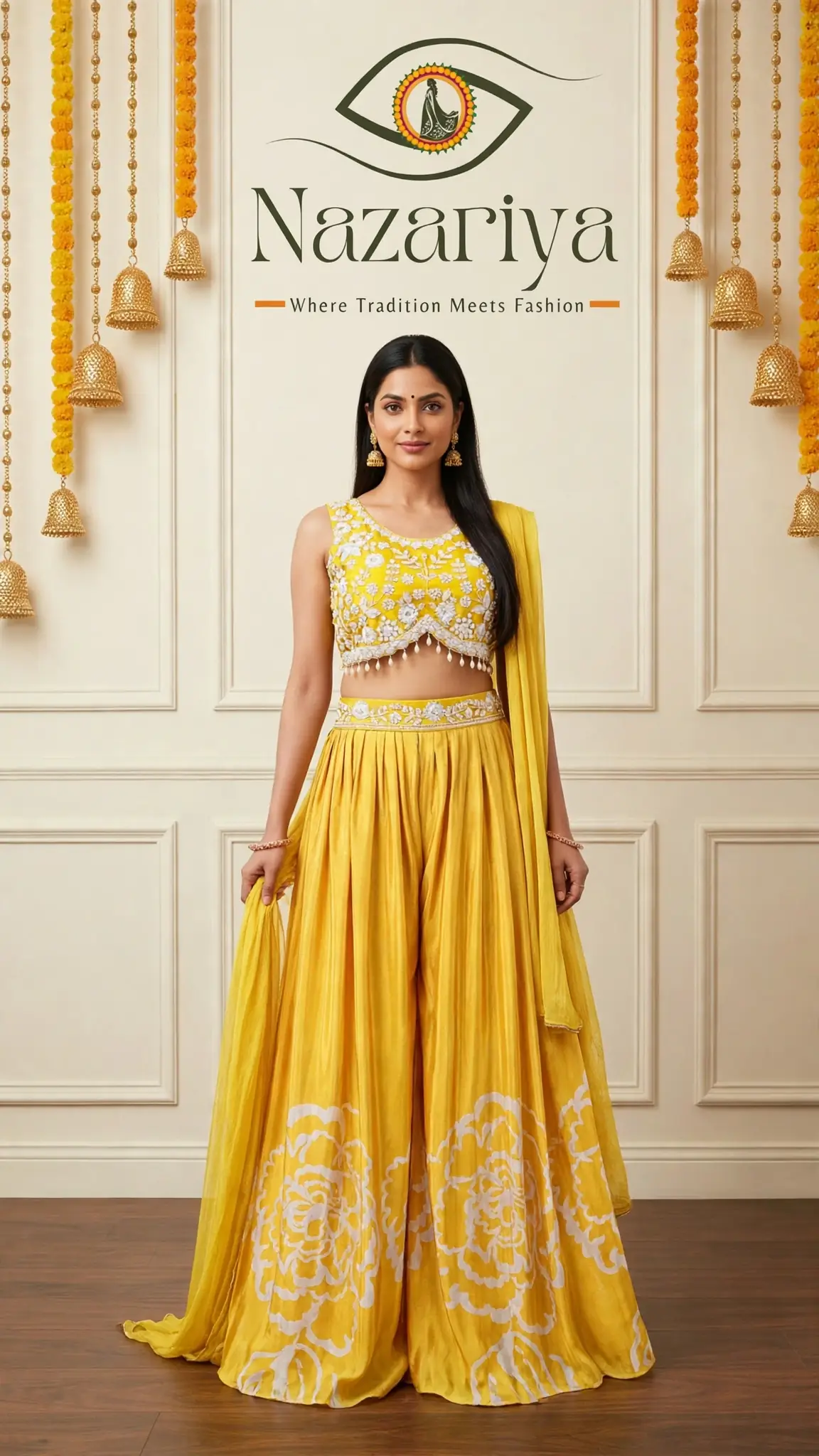 Mustard Haldi Sharara Set — Indian ethnic wear Brampton